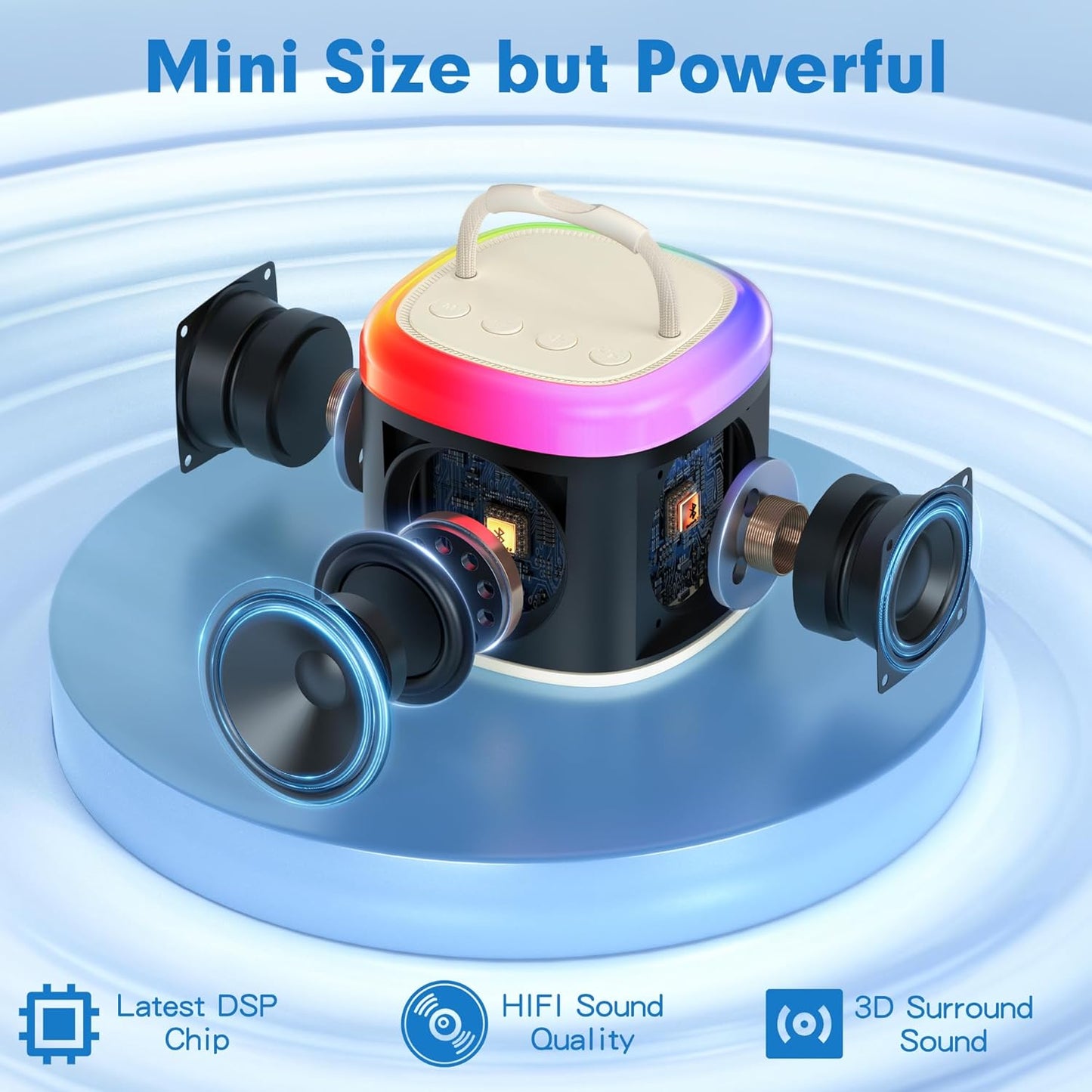 Mini Karaoke Machine: Portable Bluetooth Speaker with Wireless Microphones and Party Lights