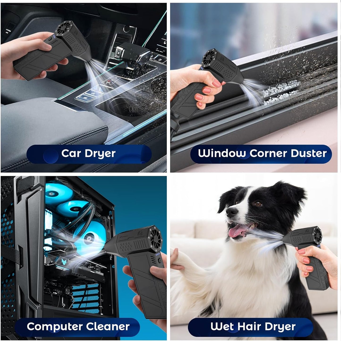 Rechargeable high power violent mini turbo brushless handheld fan car vacuum dust blowing high wind wireless hair dryer