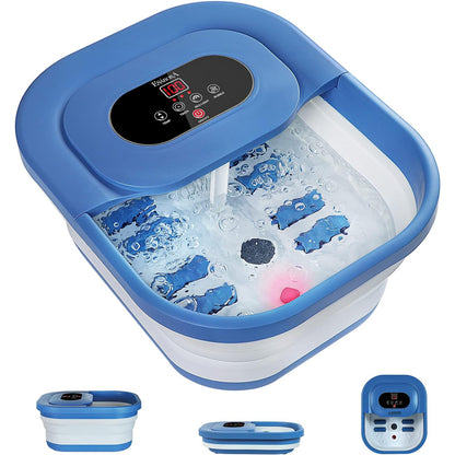 Foldable Foot Massager with Heating, Timer, Red Light, Bubbles, Rollers, Shiatsu Points, Pumice Stone