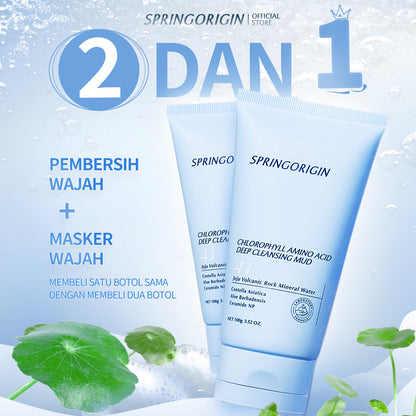 Springorigin Korea Premium Treatment – Mud Cleanser with Chlorophyll & Amino Acids | 2-in-1 Facial Cleanser and Mask | Controls Oil and Minimizes Pores