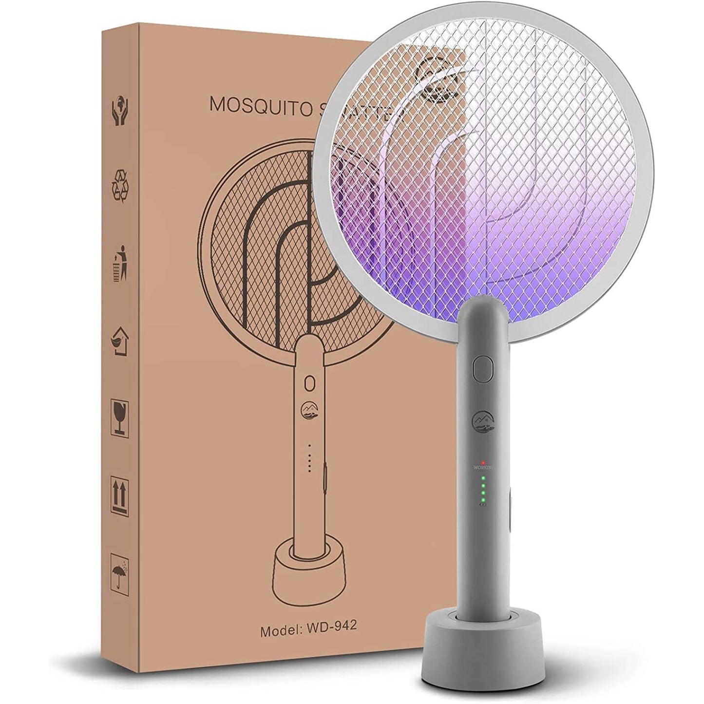 Smart Mosquito Killer: Electric Fly Swatter Racket with USB Rechargeable Base