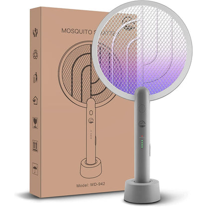 Smart Mosquito Killer: Electric Fly Swatter Racket with USB Rechargeable Base