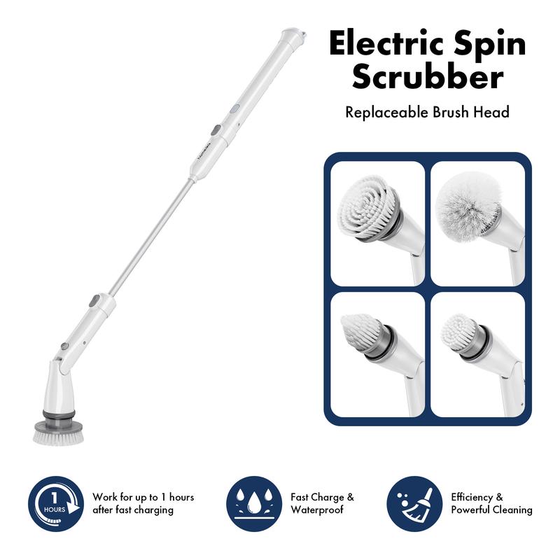 Sopami Cordless Electric Spin Scrubber: 4 Heads, Fast Charge, Bathroom, Tub, Tile, Floor