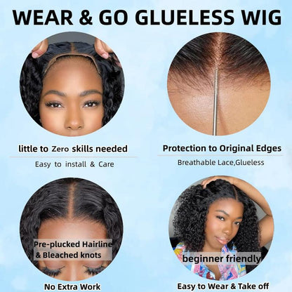 Natural Brazilian Wet and Wavy Human Hair Wig: Pre-Plucked, Curly Lace Frontal, Glueless- Perfect for Black Women!