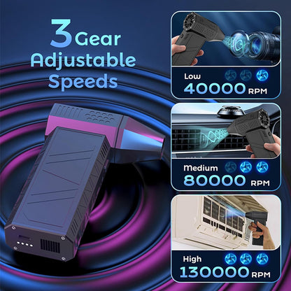 Rechargeable high power violent mini turbo brushless handheld fan car vacuum dust blowing high wind wireless hair dryer