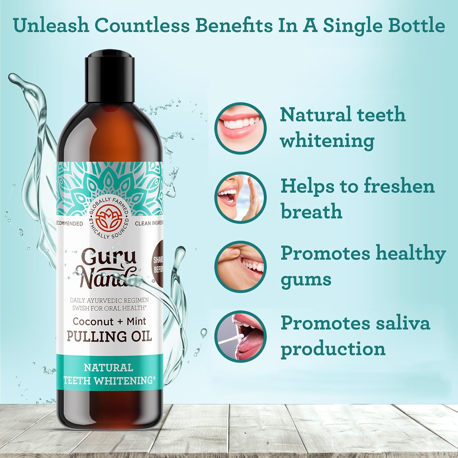GuruNanda Coconut Oil Mouthwash: Freshens Breath, Promotes Oral Health