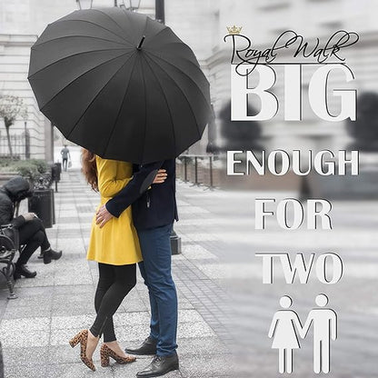 Windproof Large Umbrella for Rain 35 Inch Automatic Open for 2 Persons Wind Resistant Big Golf Umbrellas for Adult Men Women Classic Wooden Handle Fast Drying Strong 16 Ribs Travel