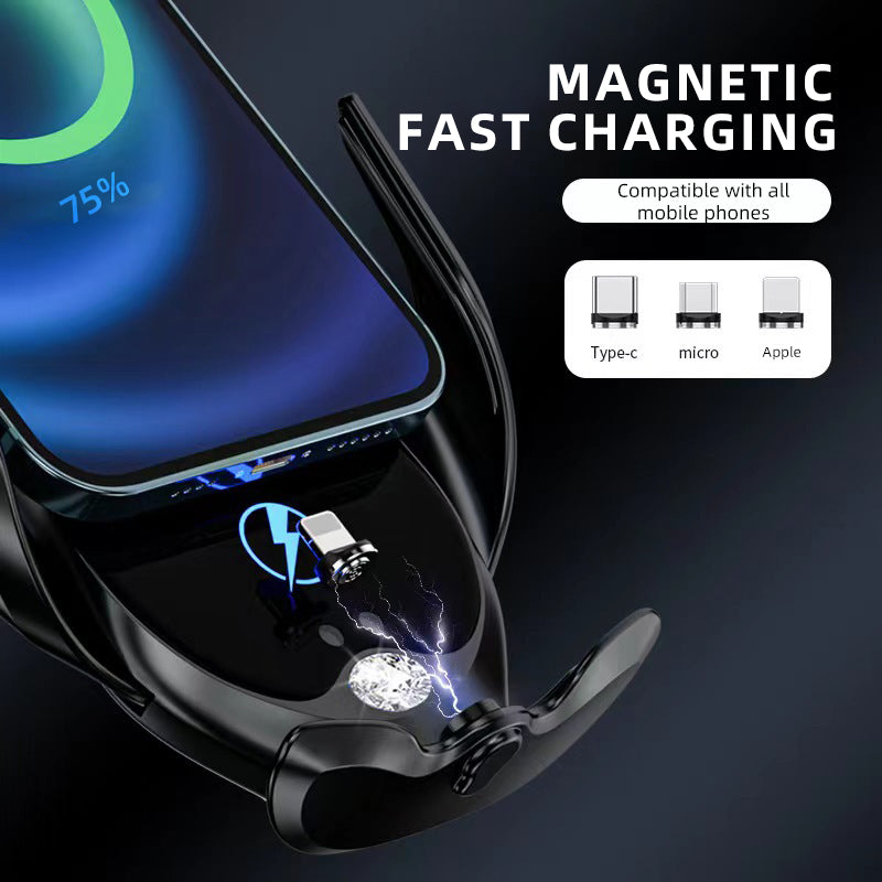 Wireless Car Charger, Auto-Clamping Car Mount 15W/10W/7.5W Fast Charging Air Vent Car Phone Mount Compatible with iPhone 15/14/13/13 Pro/12 Pro Max/12 pro/12/11/10/8 Series