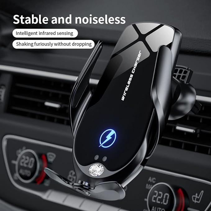 Wireless Car Charger, Auto-Clamping Car Mount 15W/10W/7.5W Fast Charging Air Vent Car Phone Mount Compatible with iPhone 15/14/13/13 Pro/12 Pro Max/12 pro/12/11/10/8 Series